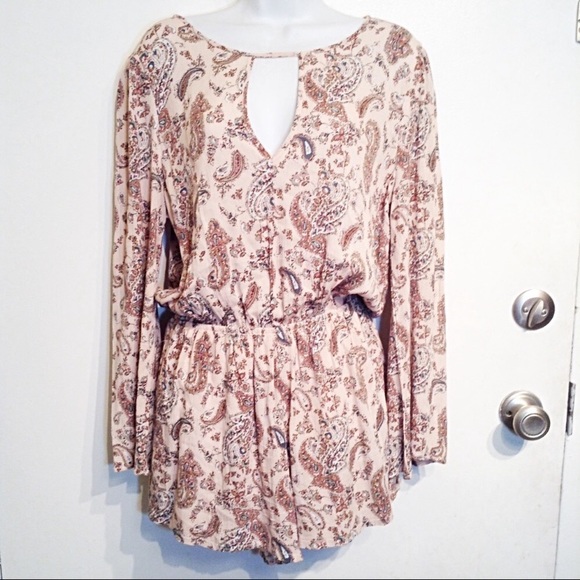 Mimi Chica Pants - Mimi Chica Long Flowy Sleeve Floral Paisley Romper